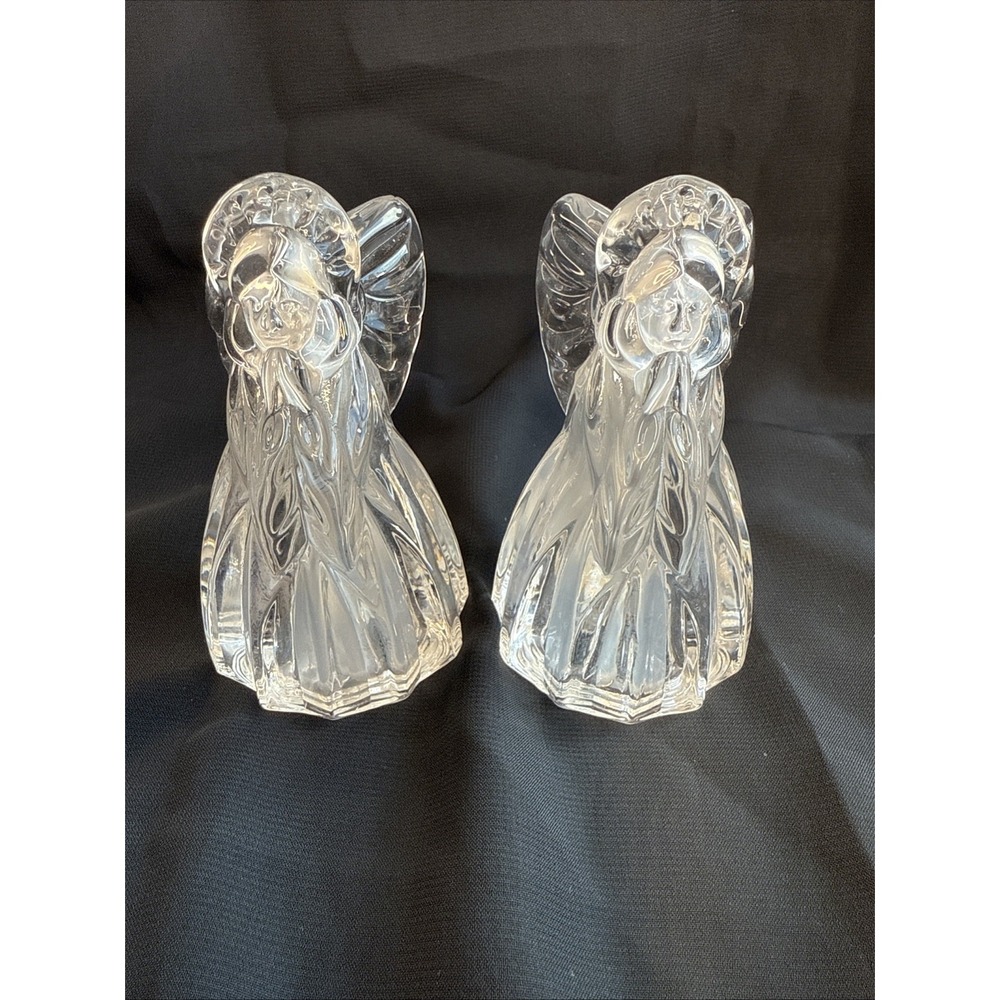 VINTAGE GORHAM CRYSTAL HOLIDAY TRADITIONS‎ ANGEL SALT PEPPER SHAKERS Christmas